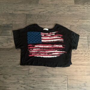 Women’s Ginger G Black American Flag Tee - Size Small